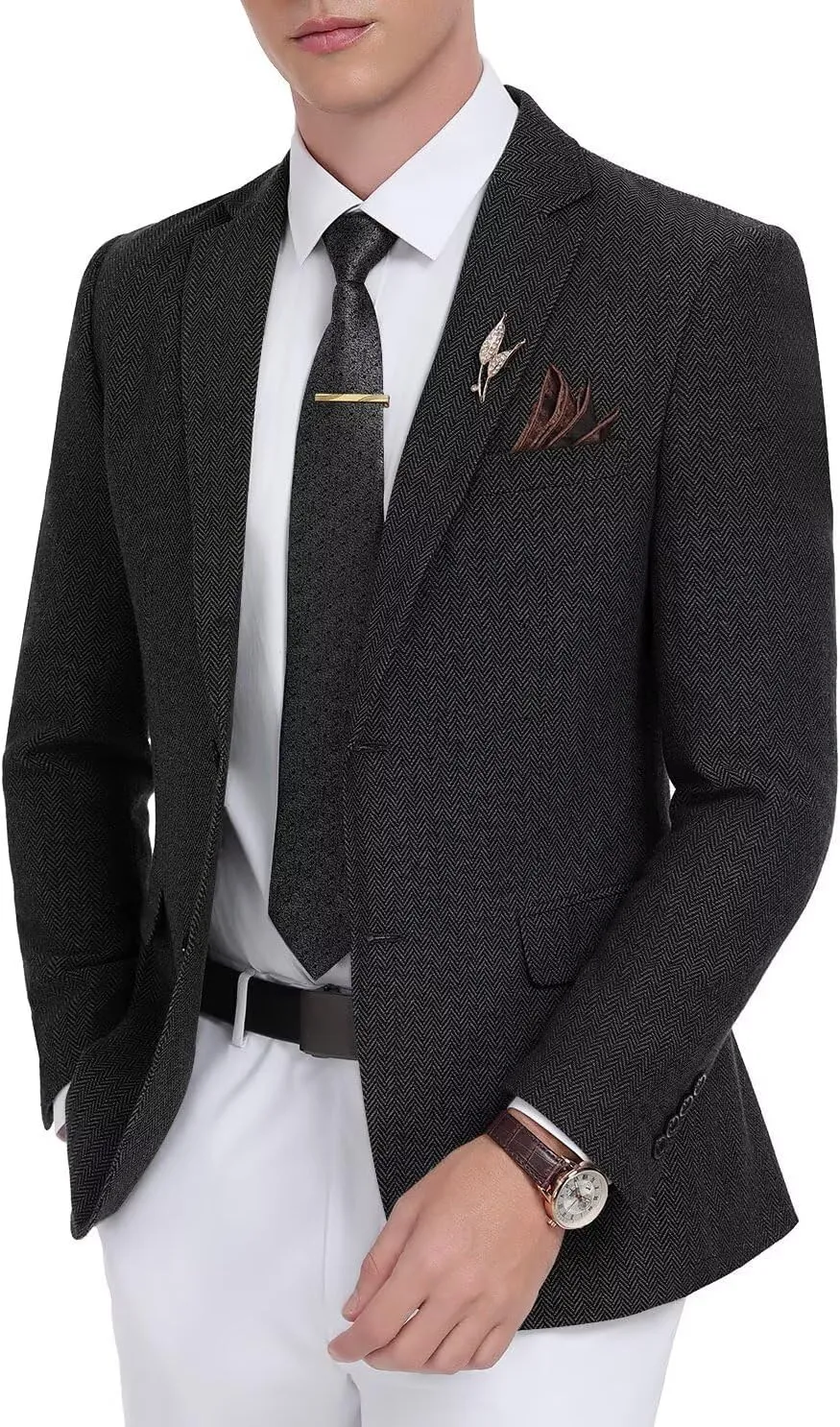 Retro Tweed Men's Suit Jackets Herringbone Slim Fit Sport Coats Blazer Prom Business Casual Men Tux Jacket Wedding Blazers