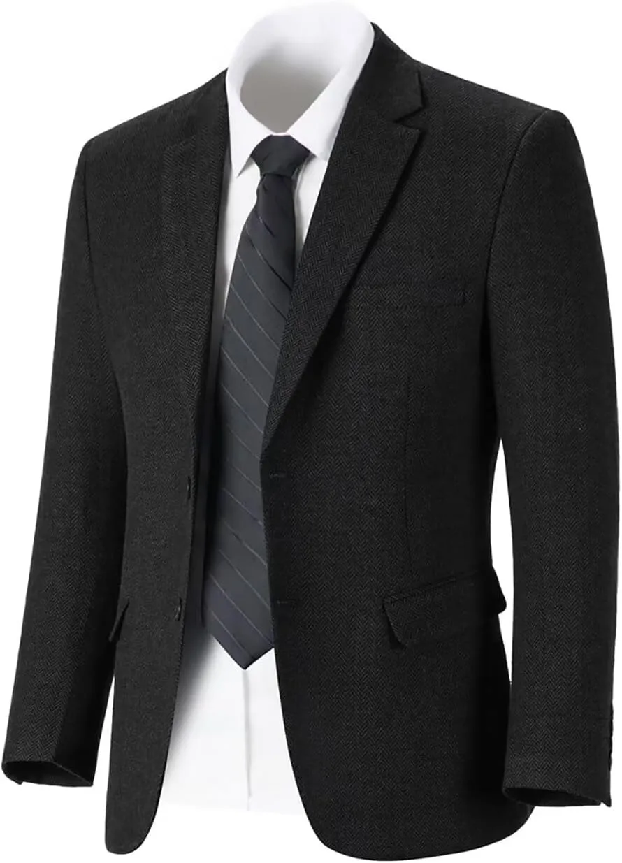Retro Tweed Men's Suit Jackets Herringbone Slim Fit Sport Coats Blazer Prom Business Casual Men Tux Jacket Wedding Blazers