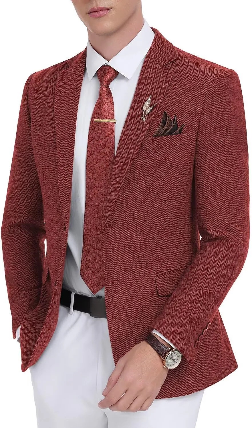 Retro Tweed Men's Suit Jackets Herringbone Slim Fit Sport Coats Blazer Prom Business Casual Men Tux Jacket Wedding Blazers