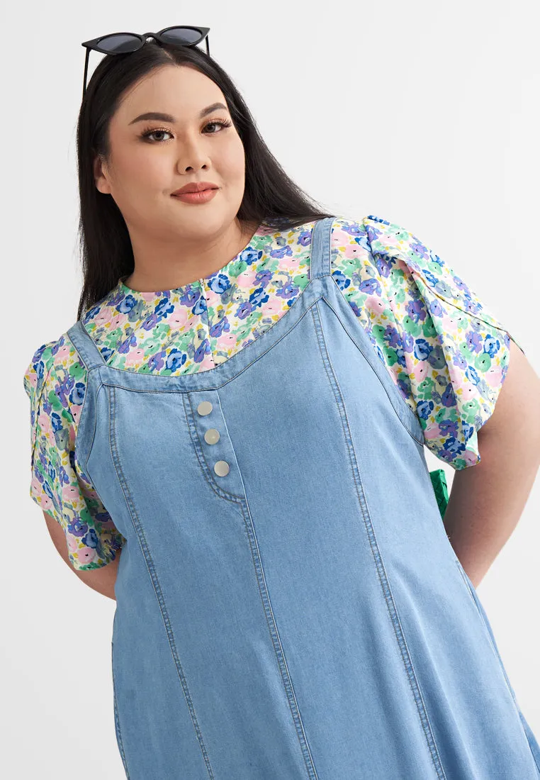 Rosie Denim Pinafore Overalls Dress