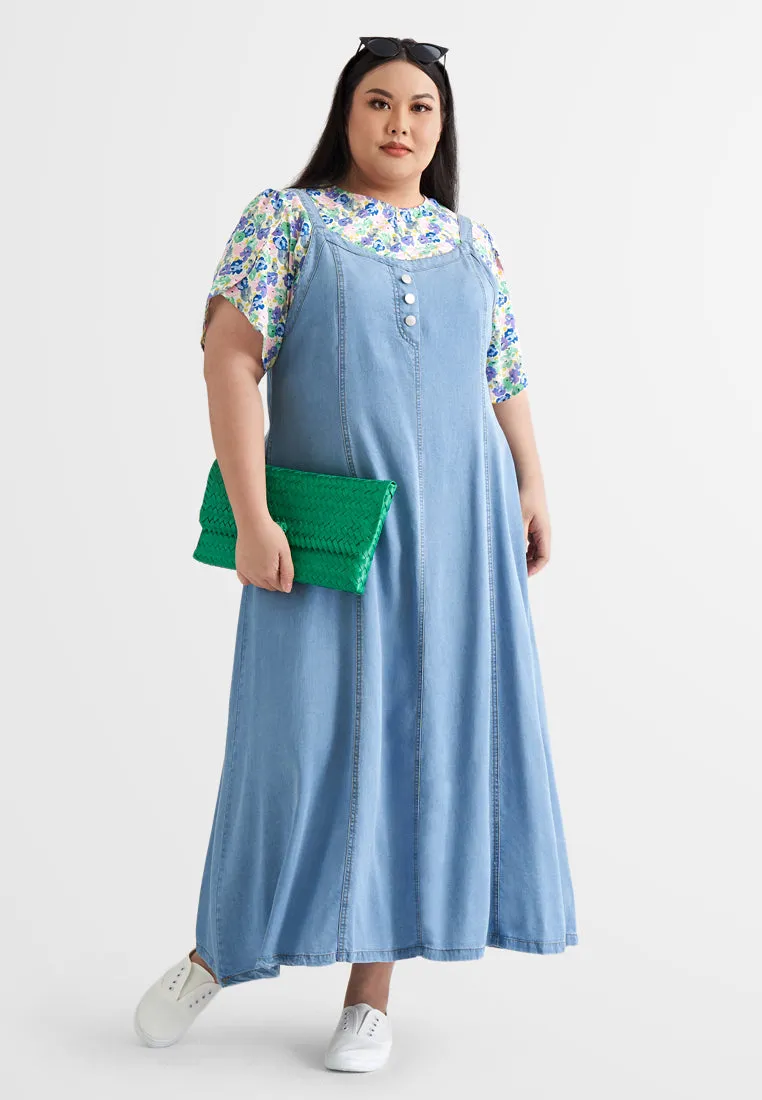 Rosie Denim Pinafore Overalls Dress