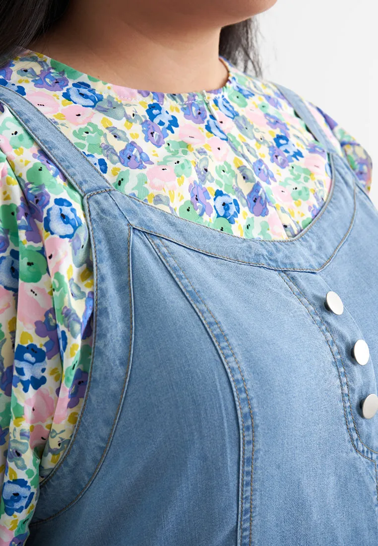Rosie Denim Pinafore Overalls Dress