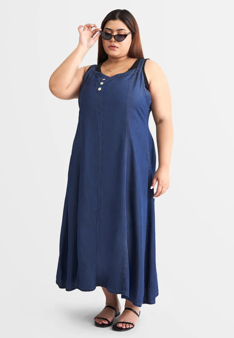 Rosie Denim Pinafore Overalls Dress