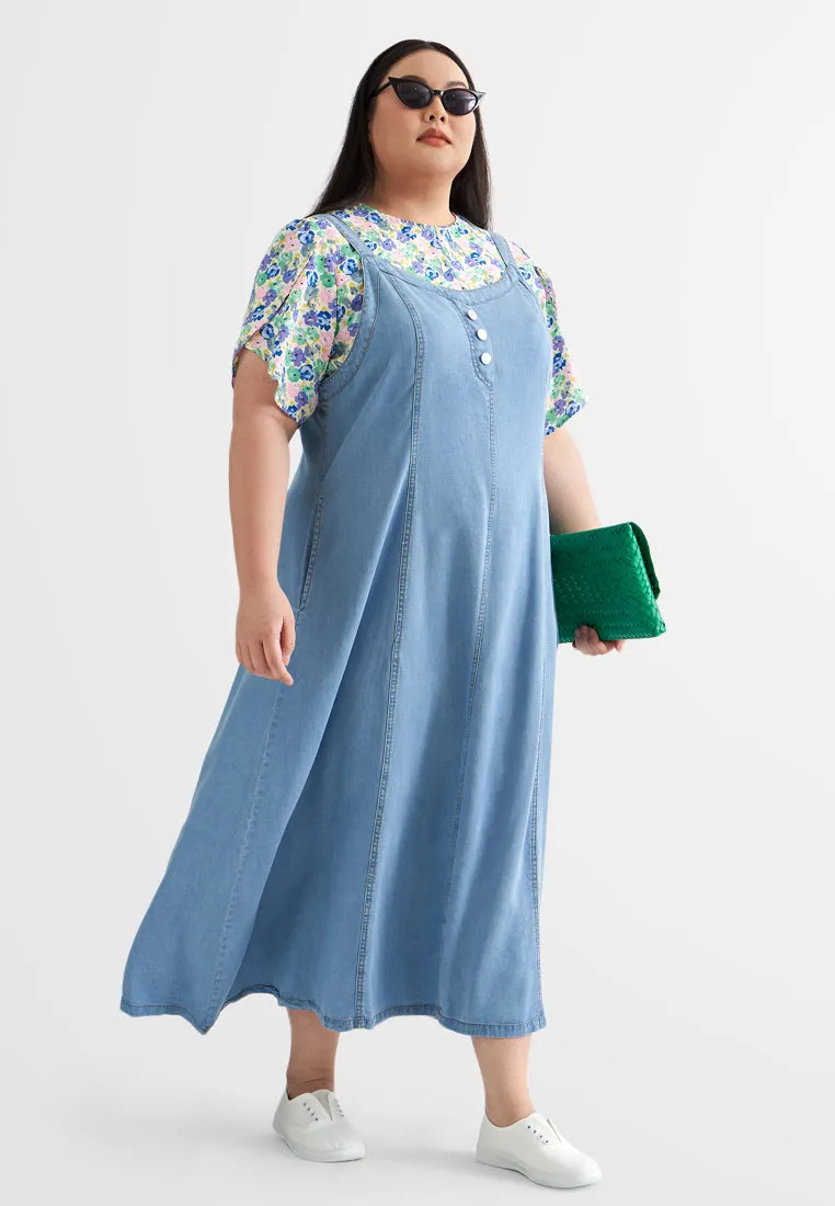Rosie Denim Pinafore Overalls Dress