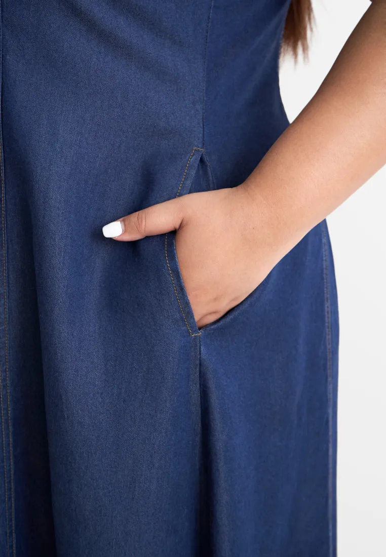 Rosie Denim Pinafore Overalls Dress