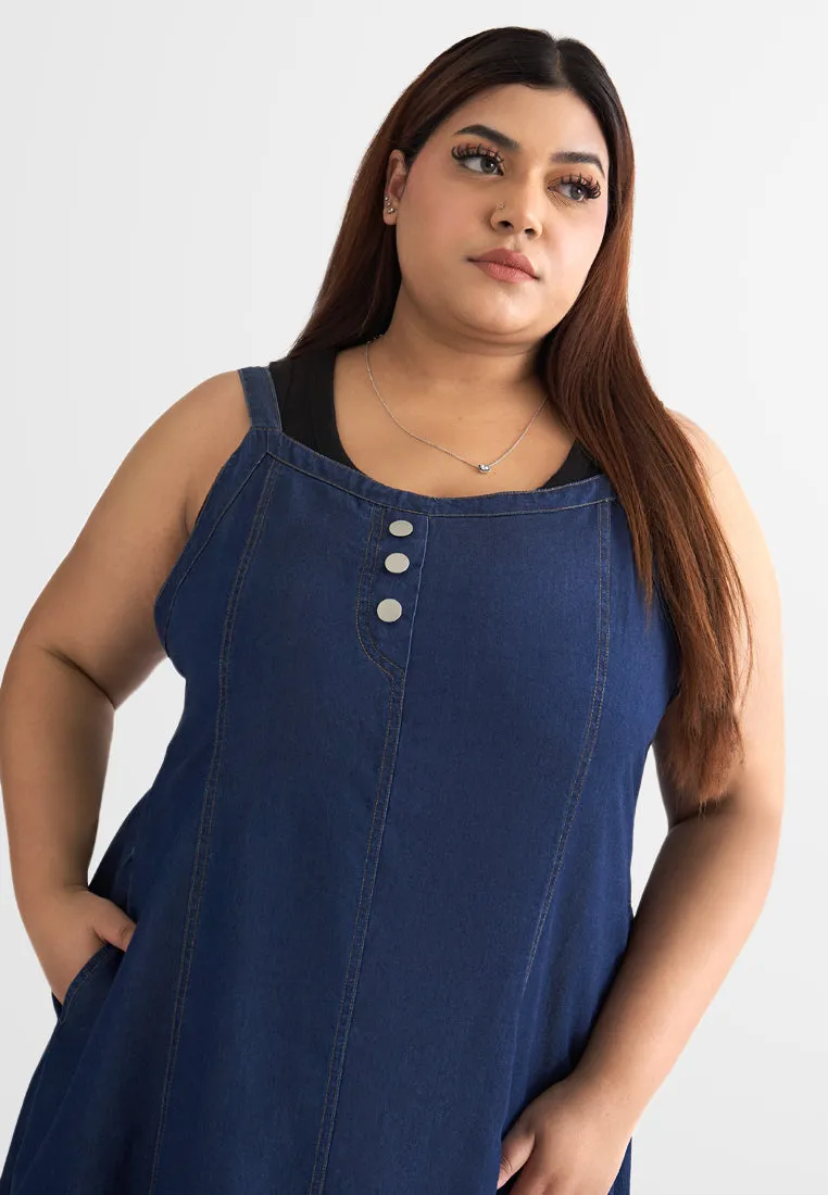 Rosie Denim Pinafore Overalls Dress