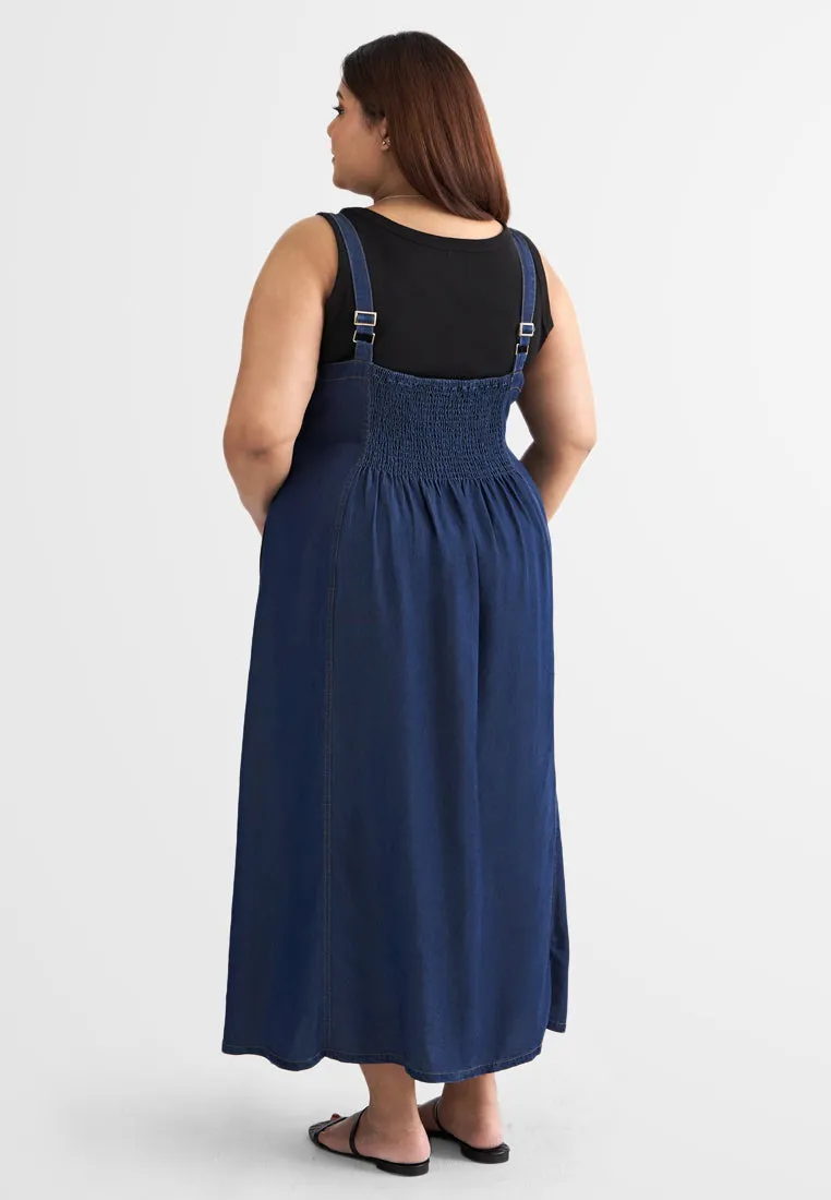 Rosie Denim Pinafore Overalls Dress