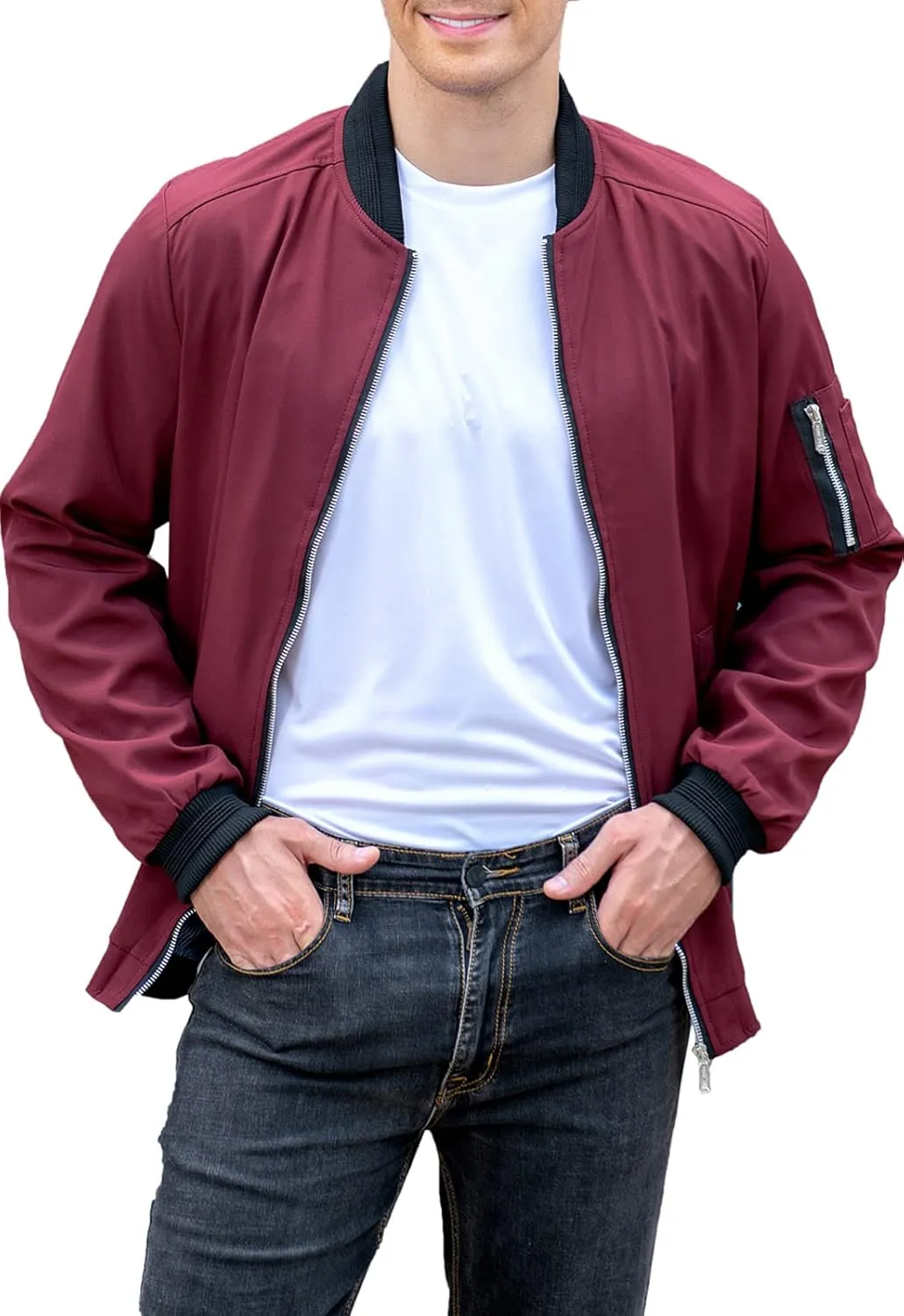 sandbank Men's Slim Fit Lightweight Softshell Flight Bomber Jacket Coat