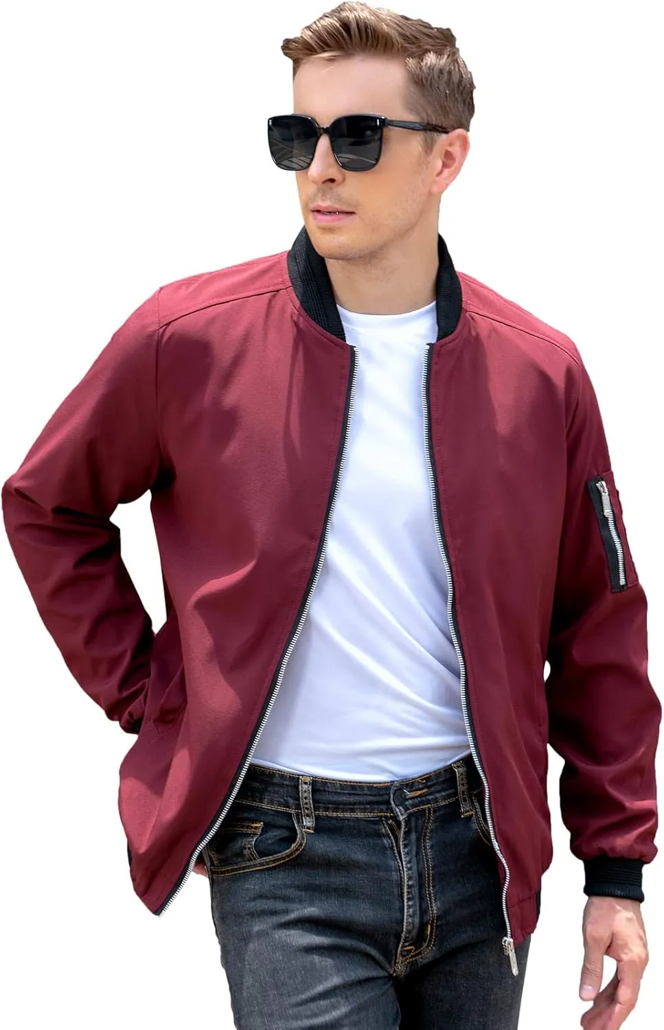 sandbank Men's Slim Fit Lightweight Softshell Flight Bomber Jacket Coat