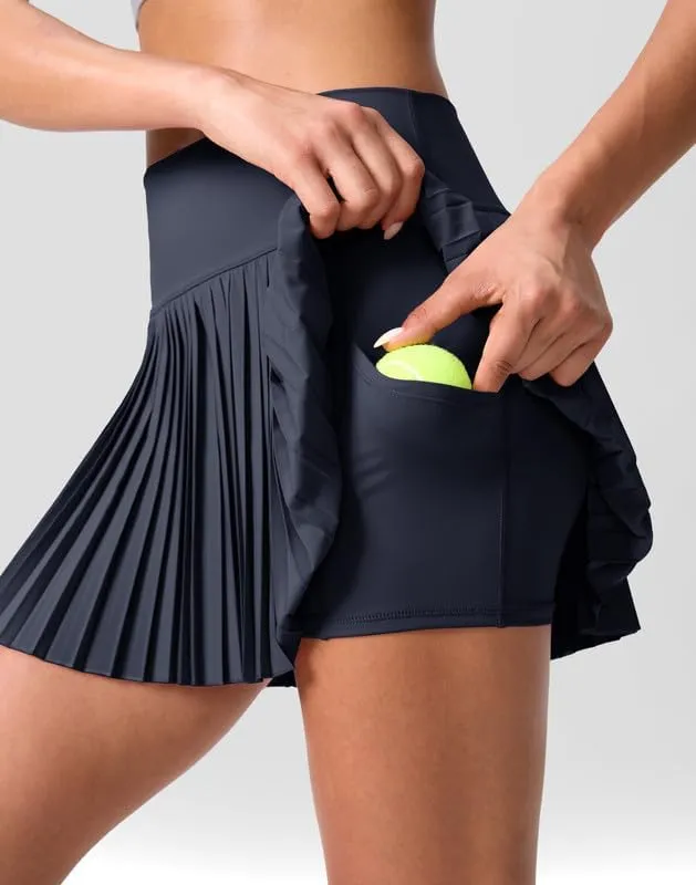 SANTINY Pleated Tennis Skirt for Women with Pockets Shorts Women's High Waisted Lightweight Athletic Golf Skorts Skirts