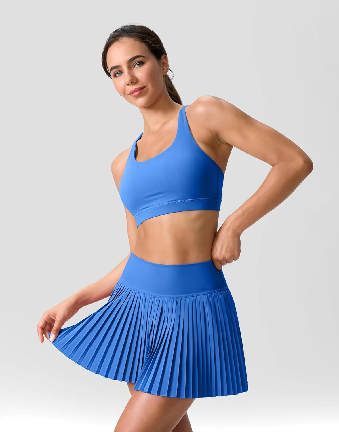 SANTINY Pleated Tennis Skirt for Women with Pockets Shorts Women's High Waisted Lightweight Athletic Golf Skorts Skirts