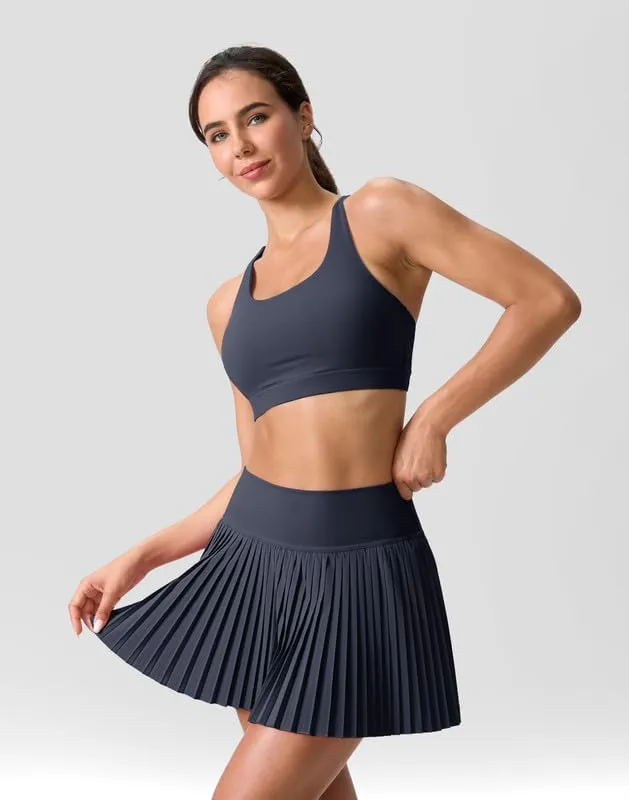 SANTINY Pleated Tennis Skirt for Women with Pockets Shorts Women's High Waisted Lightweight Athletic Golf Skorts Skirts