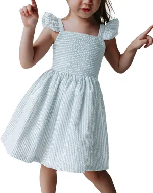 Saodimallsu Girls Summer Dress Spaghetti Strap cami Beach Sundress Spring Outfits for Kids Striped Dress Ruffle Sleeve