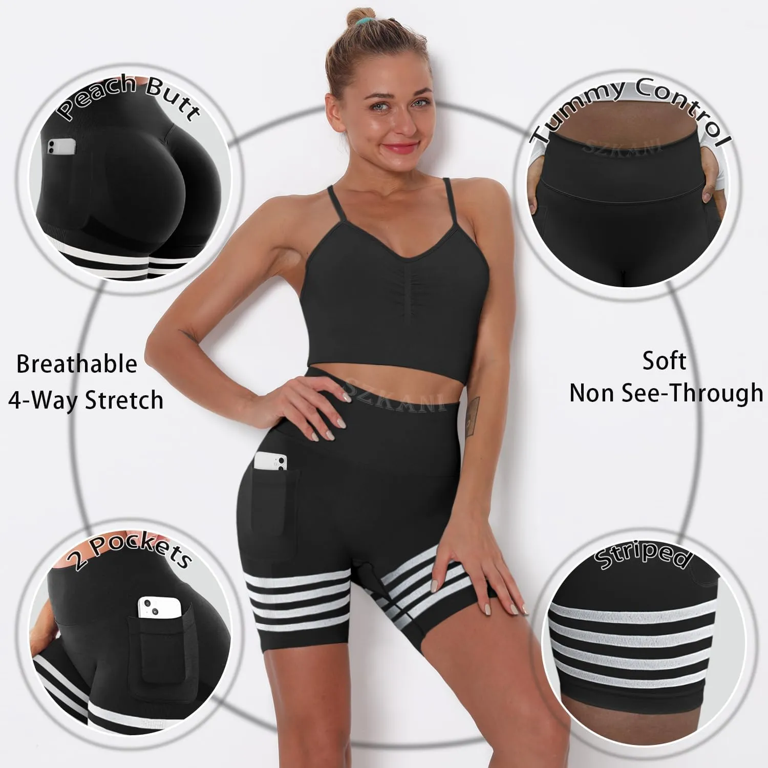 Scrunch Butt Lifting Seamless Shorts for Women High Waist Tummy Control Workout Biker Shorts Ruched Booty Lifting Leggings