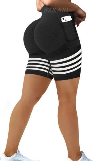 Scrunch Butt Lifting Seamless Shorts for Women High Waist Tummy Control Workout Biker Shorts Ruched Booty Lifting Leggings