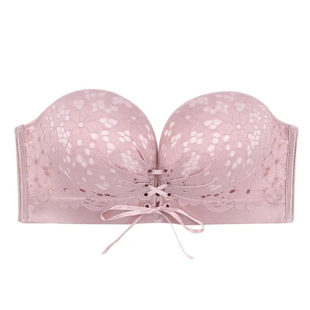 Seamless Bra BH Sexy Lace Invisible Bras For Dress Women Push Up Strapless