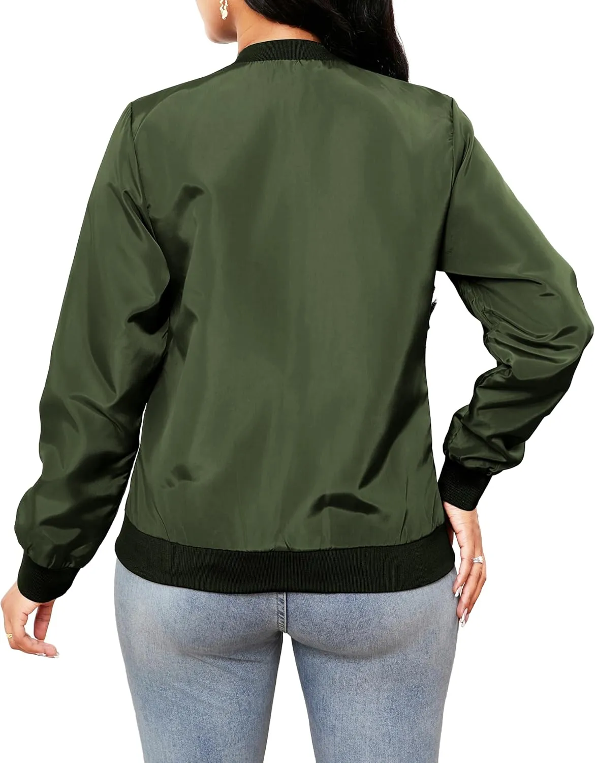 sexycherry Casual Jackets for Women Long Sleeve Lightweight Outwear Bomber Coats with Pockets