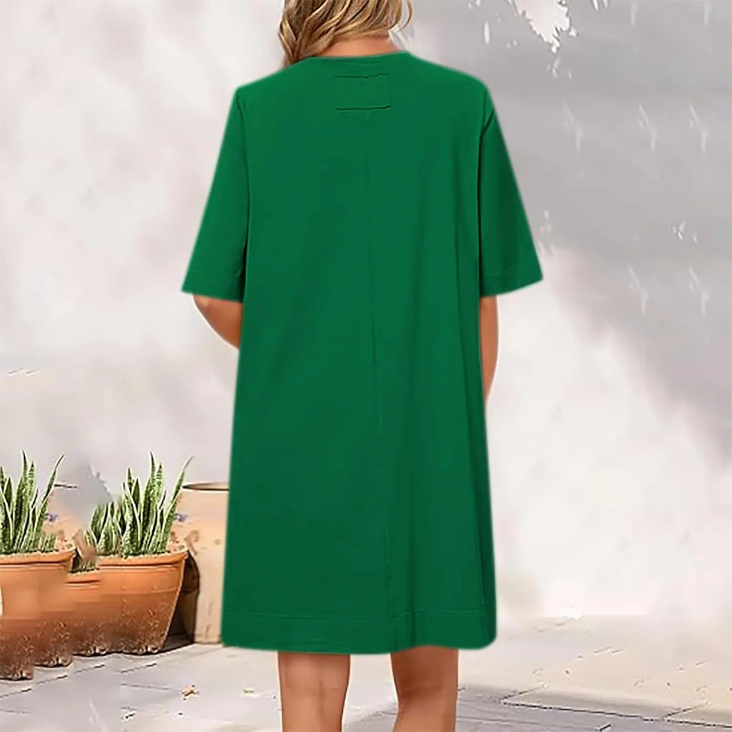 Short Sleeve Summer Mini Dress for Women Crewneck Fashion Casual Dress Flowy T Shirt Dresses Loose Vacation Sundress