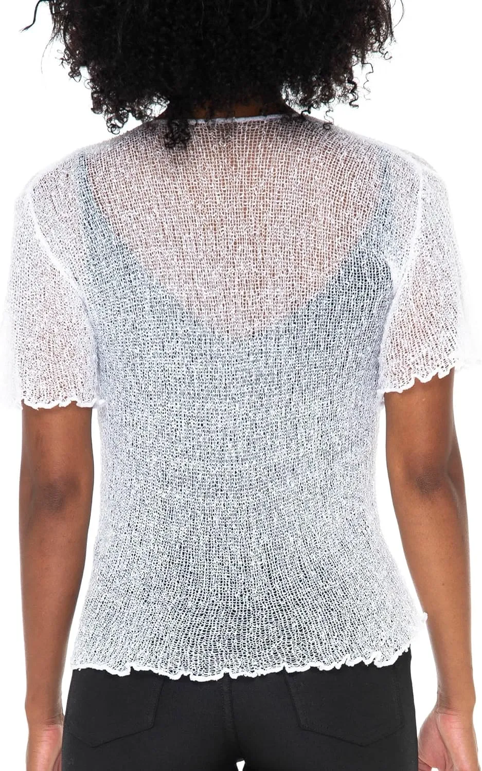 SHU-SHI Short Sleeve Cardigan Sheer Dress Shrug Tie Front Summer Sweater Lightweight Knit