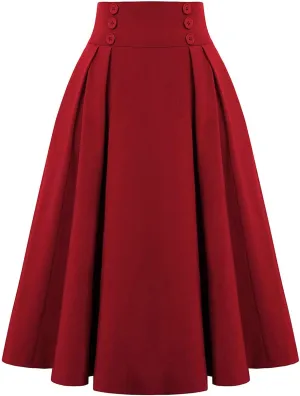 Skirts for Women Trendy High Women Skirt Skirt Vintage Fashion Casual Waist Pleated with Pockets Skirt