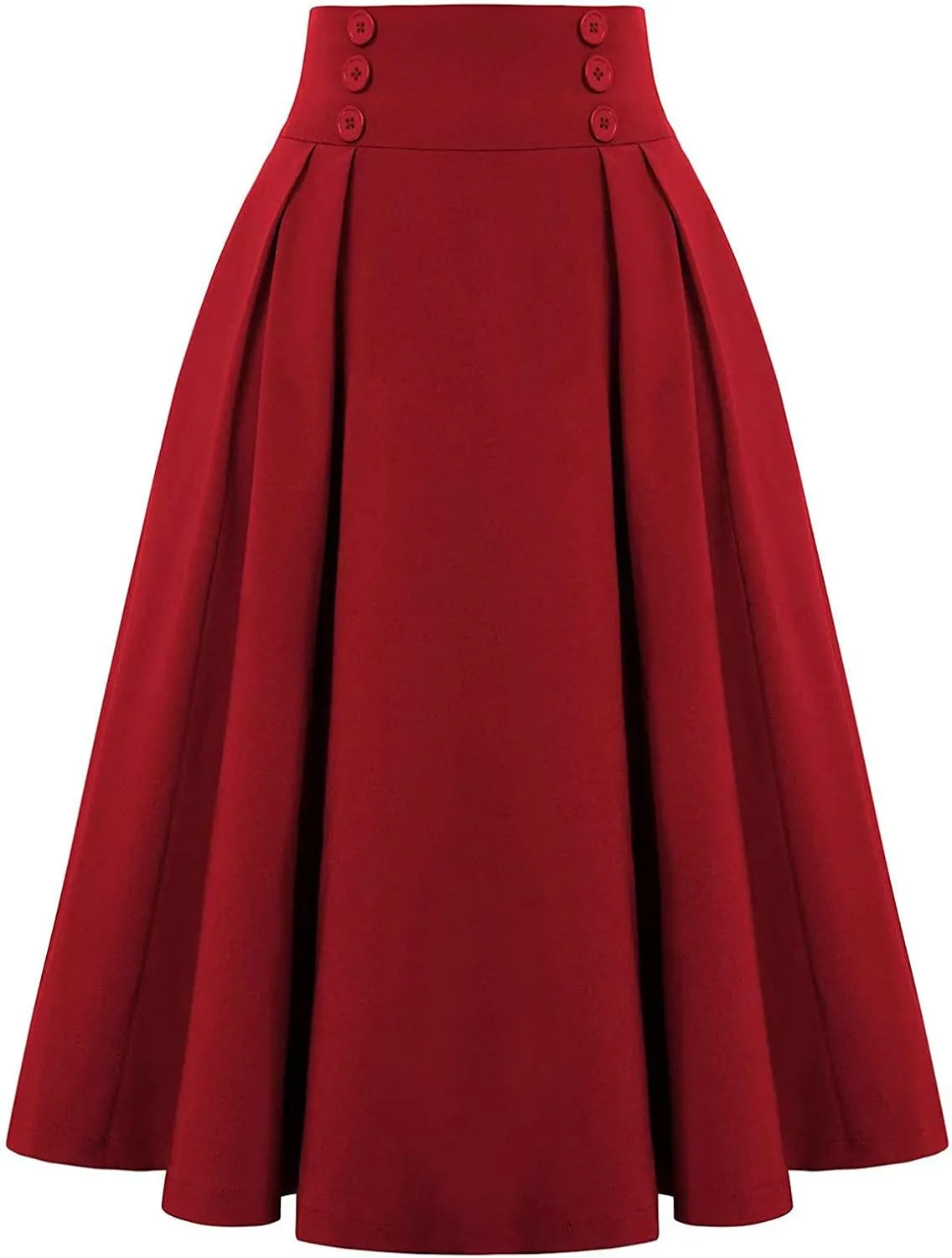 Skirts for Women Trendy High Women Skirt Skirt Vintage Fashion Casual Waist Pleated with Pockets Skirt