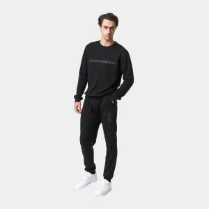 Sort bambus joggingsæt med logo