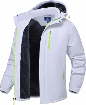 SPOSULEI Mens Skiing Jackets with Hoode Snowboarding Waterproof Fleece Liner Coats Windproof Winter Raincoat Multi Pockets