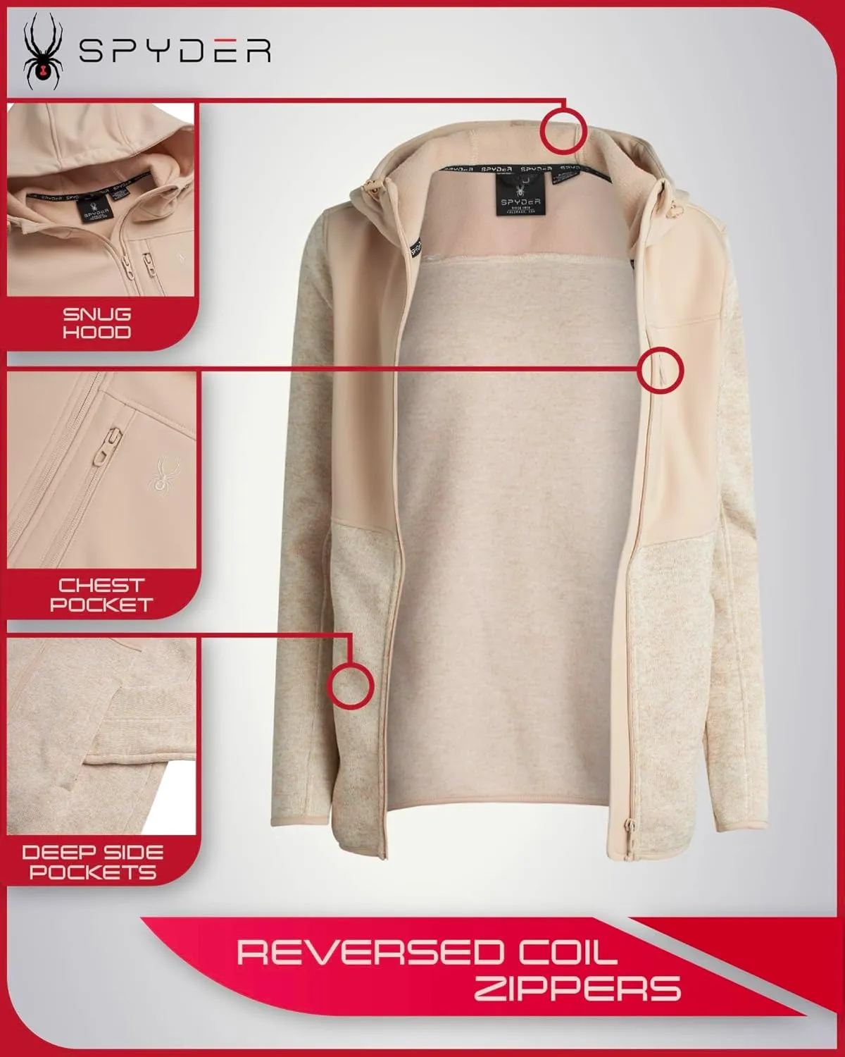 Spyder Women's Softshell Jacket - Bonded Micro-Fleece Lightweight Jacket Women - Full Zip Up Hooded Jackets for Women (S-XL)