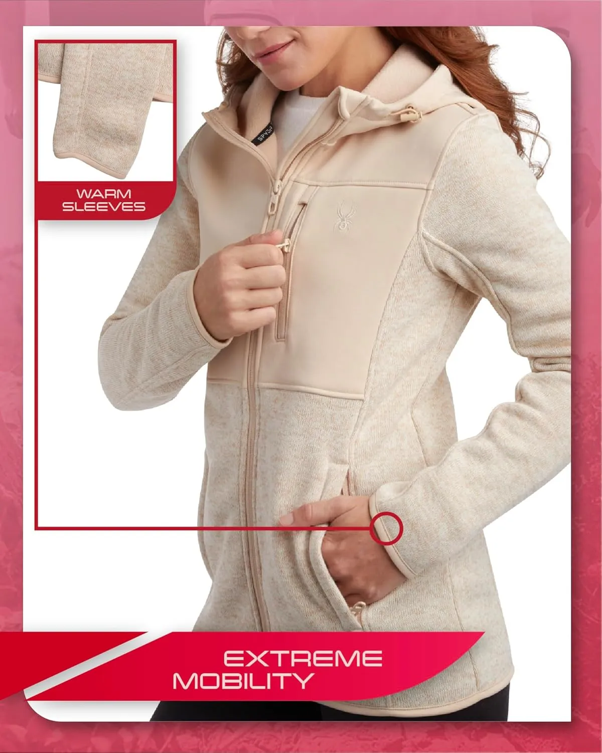 Spyder Women's Softshell Jacket - Bonded Micro-Fleece Lightweight Jacket Women - Full Zip Up Hooded Jackets for Women (S-XL)