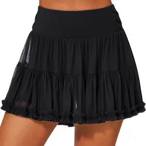 Stelle Women's High Waist Athletic Skorts with Shorts Pockets Ruffle Flowy Mini Cake Skirt Layered Pleated Cute Casual Summer