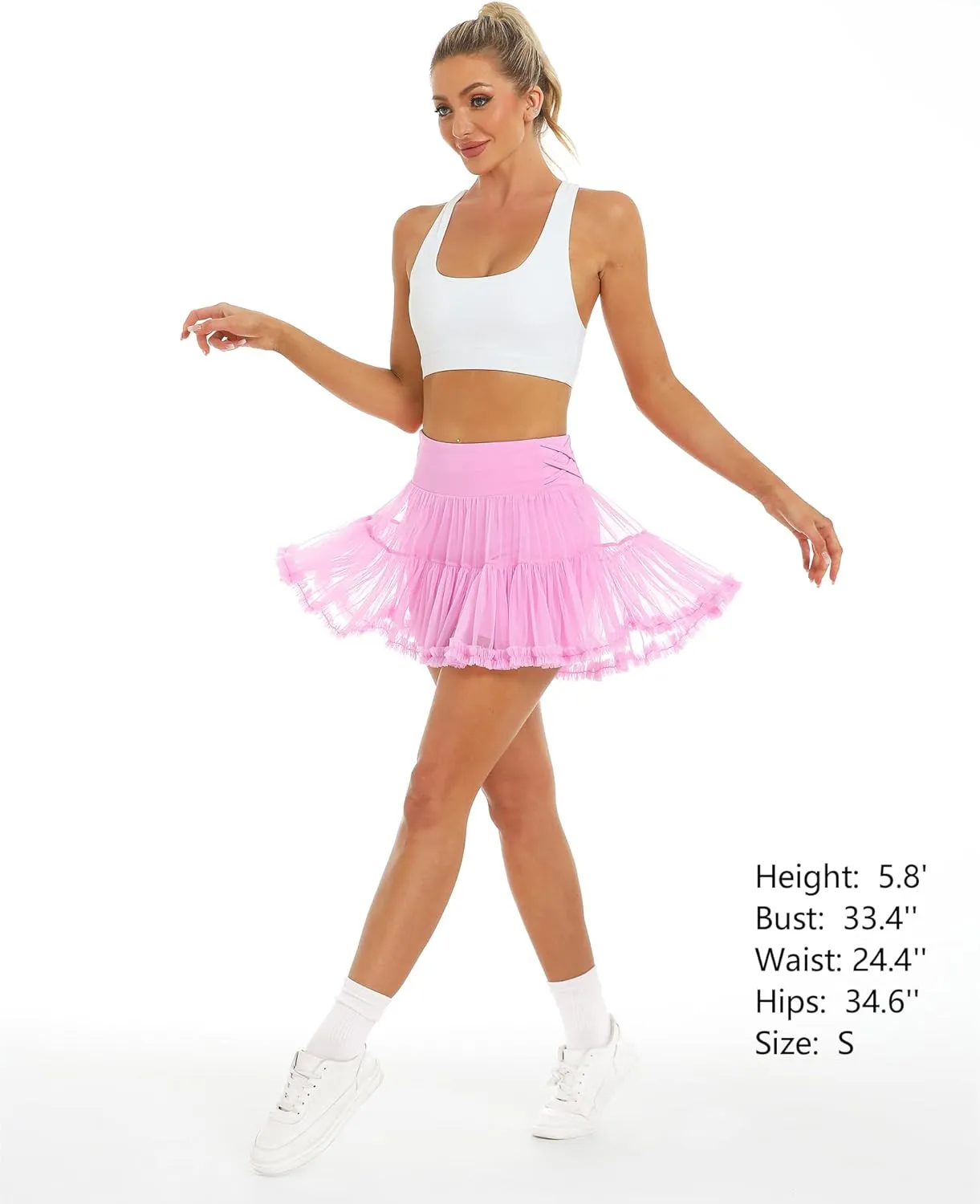 Stelle Women's High Waist Athletic Skorts with Shorts Pockets Ruffle Flowy Mini Cake Skirt Layered Pleated Cute Casual Summer