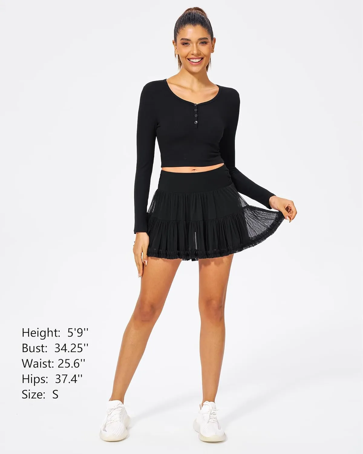 Stelle Women's High Waist Athletic Skorts with Shorts Pockets Ruffle Flowy Mini Cake Skirt Layered Pleated Cute Casual Summer
