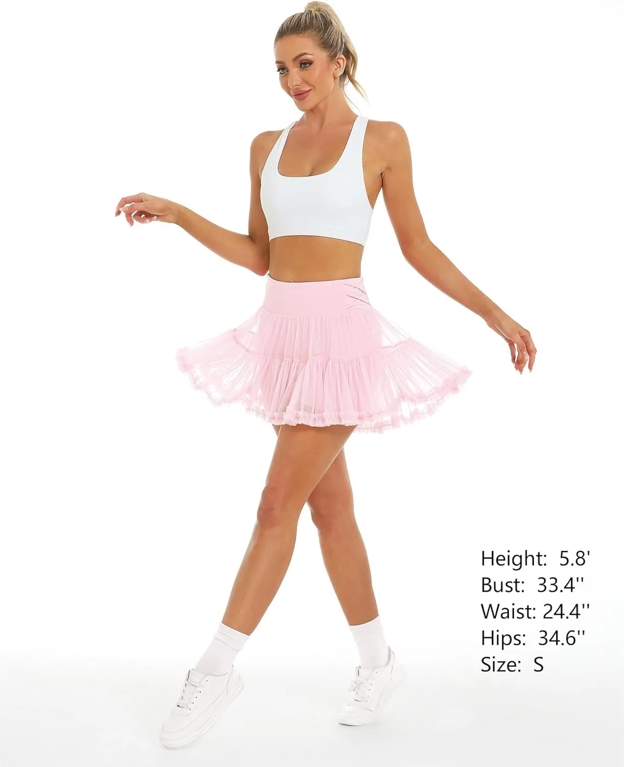Stelle Women's High Waist Athletic Skorts with Shorts Pockets Ruffle Flowy Mini Cake Skirt Layered Pleated Cute Casual Summer