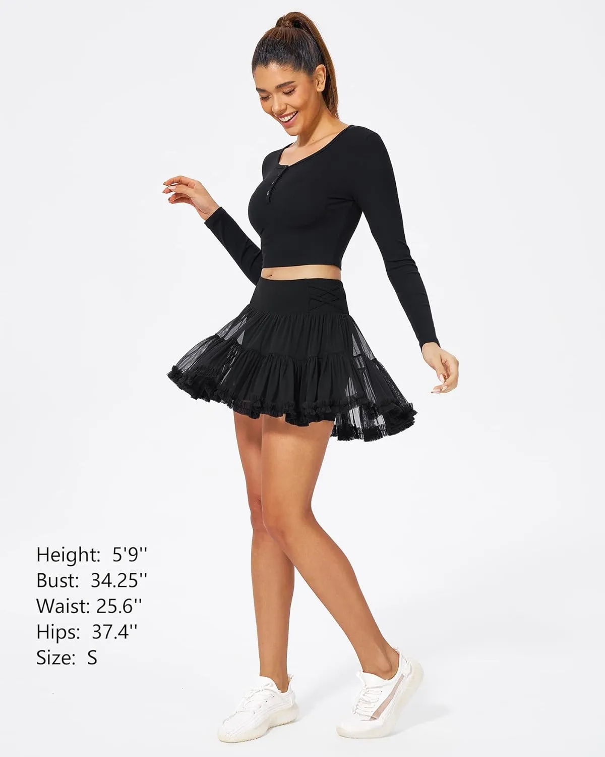 Stelle Women's High Waist Athletic Skorts with Shorts Pockets Ruffle Flowy Mini Cake Skirt Layered Pleated Cute Casual Summer
