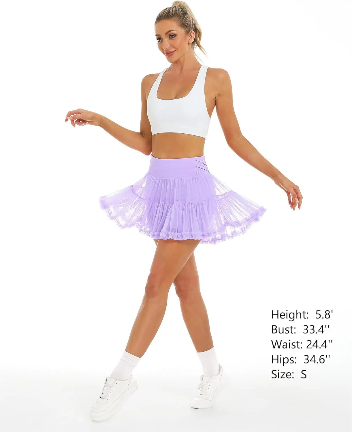 Stelle Women's High Waist Athletic Skorts with Shorts Pockets Ruffle Flowy Mini Cake Skirt Layered Pleated Cute Casual Summer