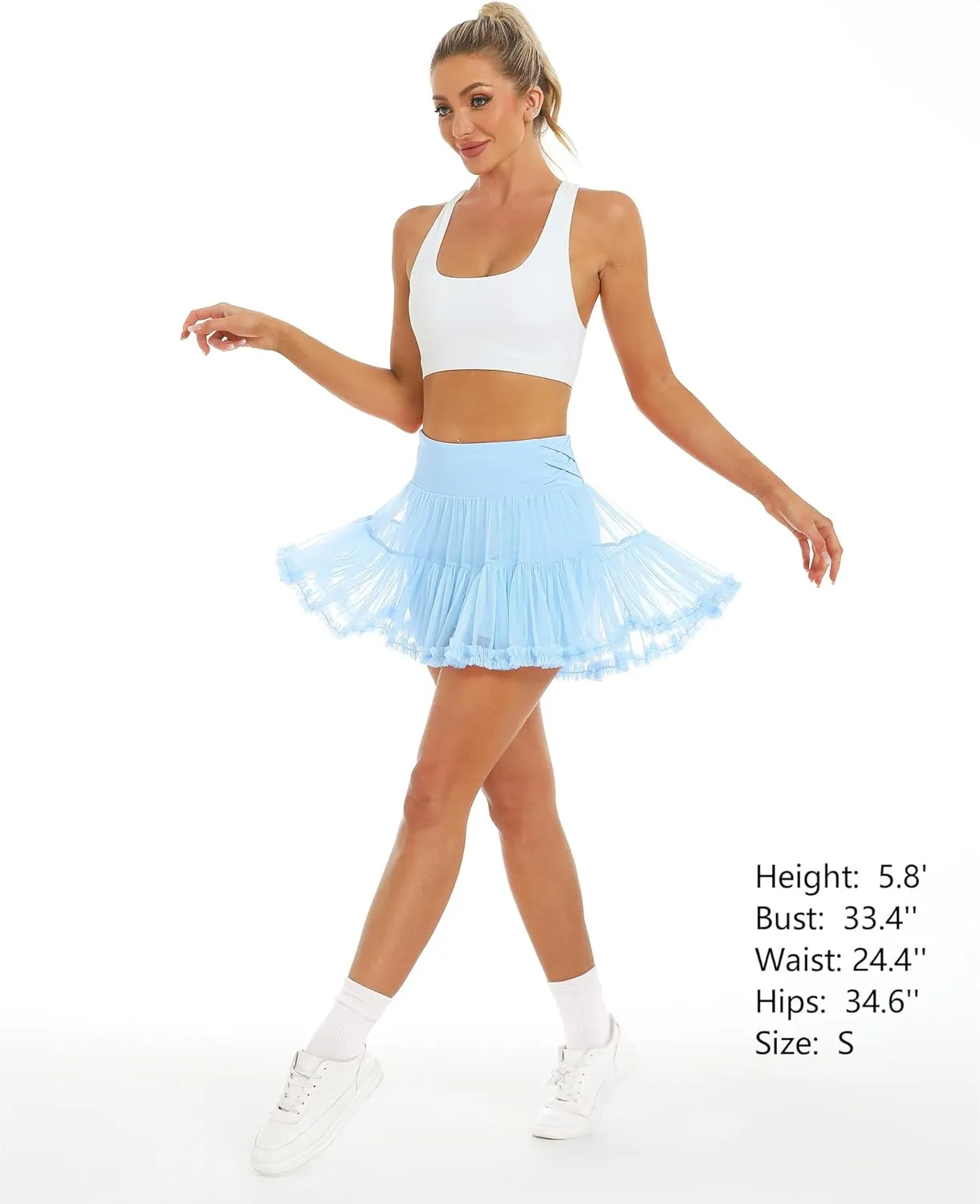 Stelle Women's High Waist Athletic Skorts with Shorts Pockets Ruffle Flowy Mini Cake Skirt Layered Pleated Cute Casual Summer