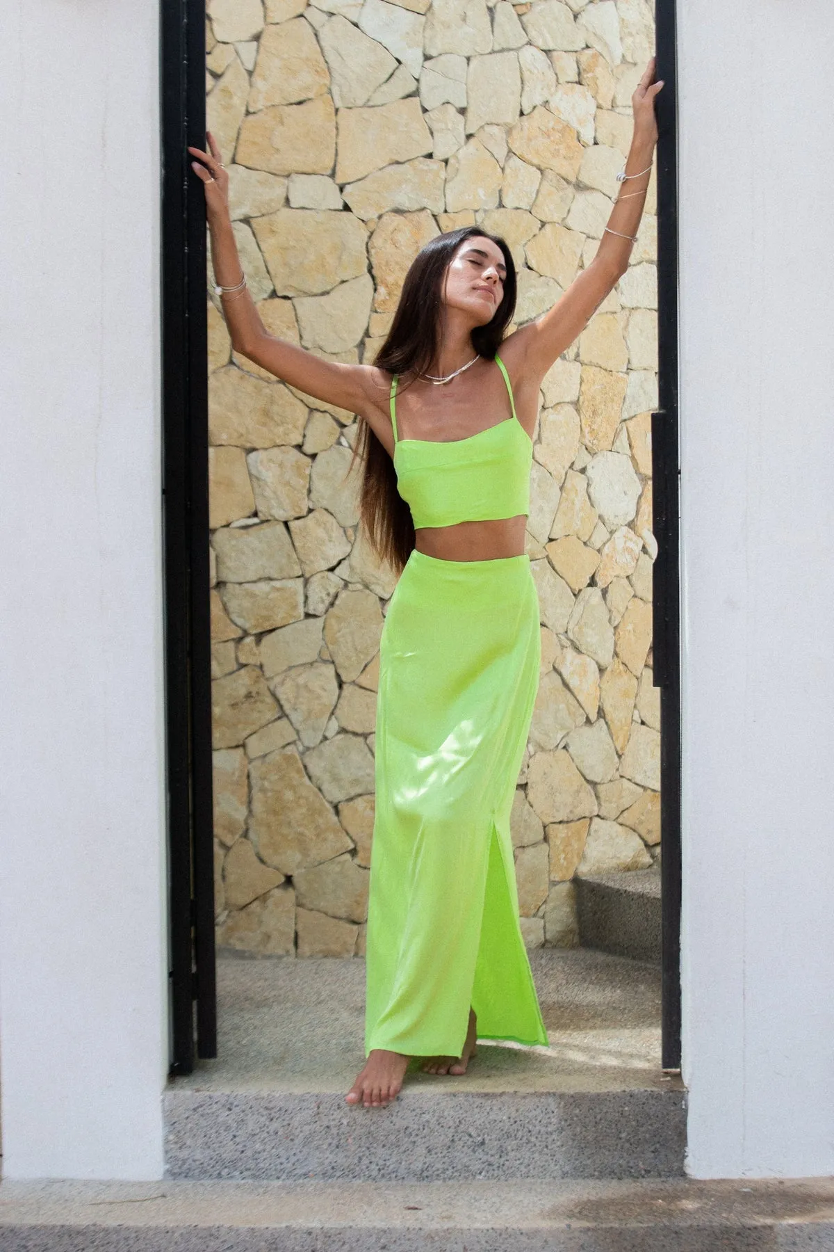 Stillwater Silky Le Bra Crop Top in Lime