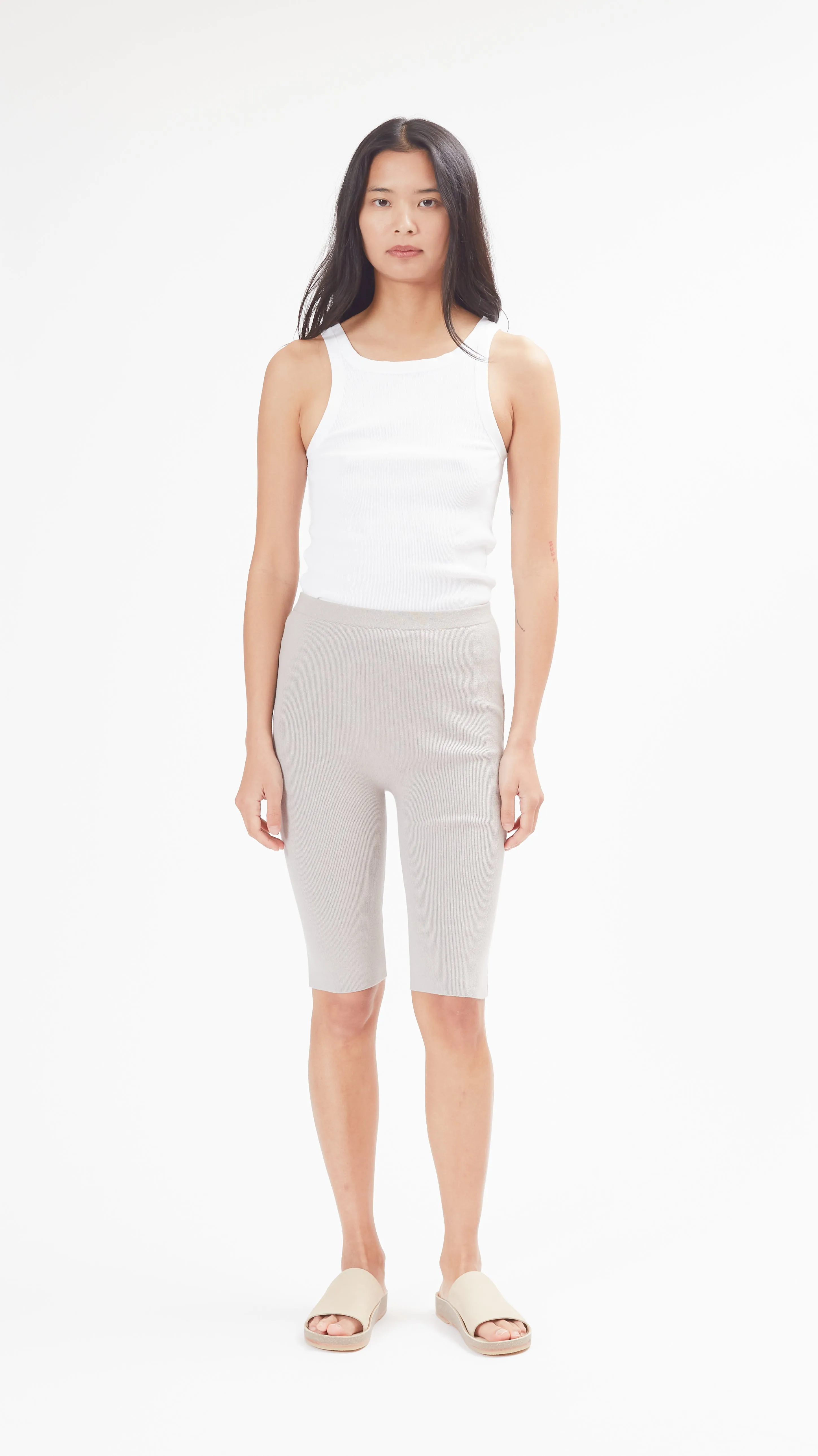 Stretch Biker Shorts in Silver