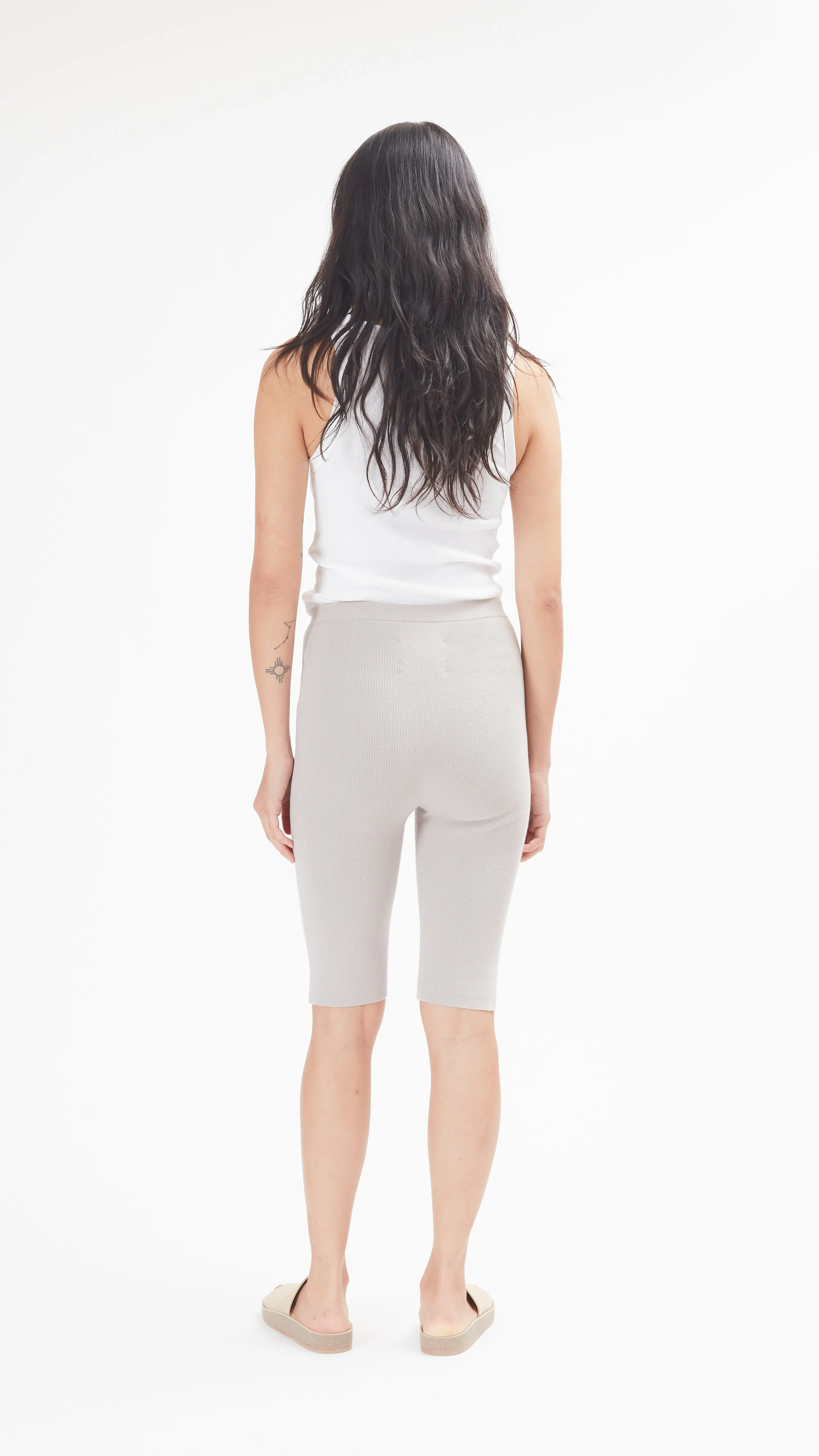 Stretch Biker Shorts in Silver