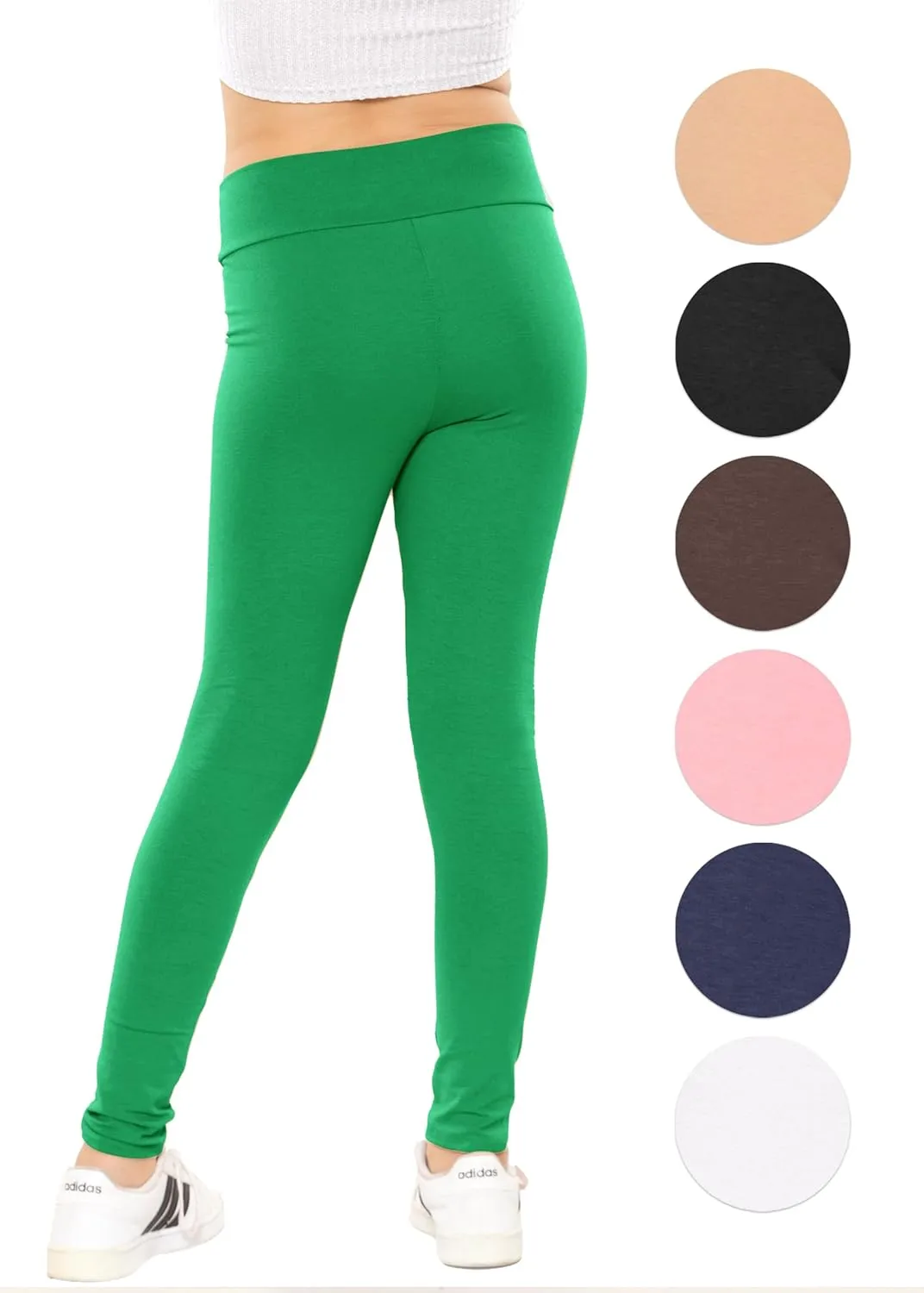 STRETCH IS COMFORT Girls Cotton Stretch High Waisted Leggings and High Waist Biker Shorts Two Lengths to Choose | Size 4-14