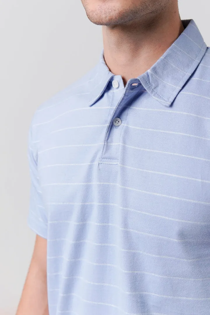 Striped Polo Shirt - Sky Blue