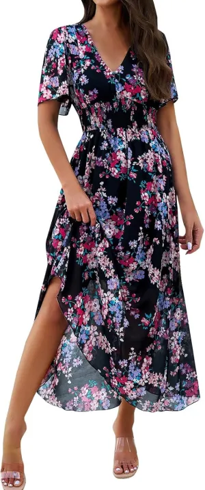 Summer Dresses for Women 2025 Women Dresses Flowy Dresses for Women Flowy Waist Pleated Swing