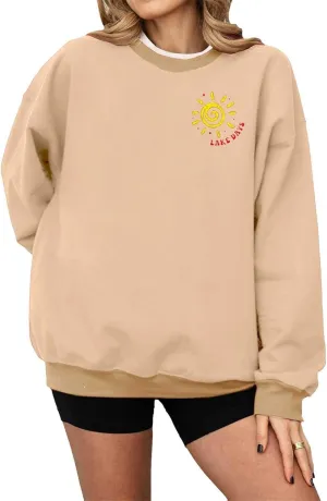 Teen Girls Preppy Sweatshirts Fashion Solid Cute Graphic Long Sleeve Crewneck Pullovers Fall Hoodless Loose Hoodie