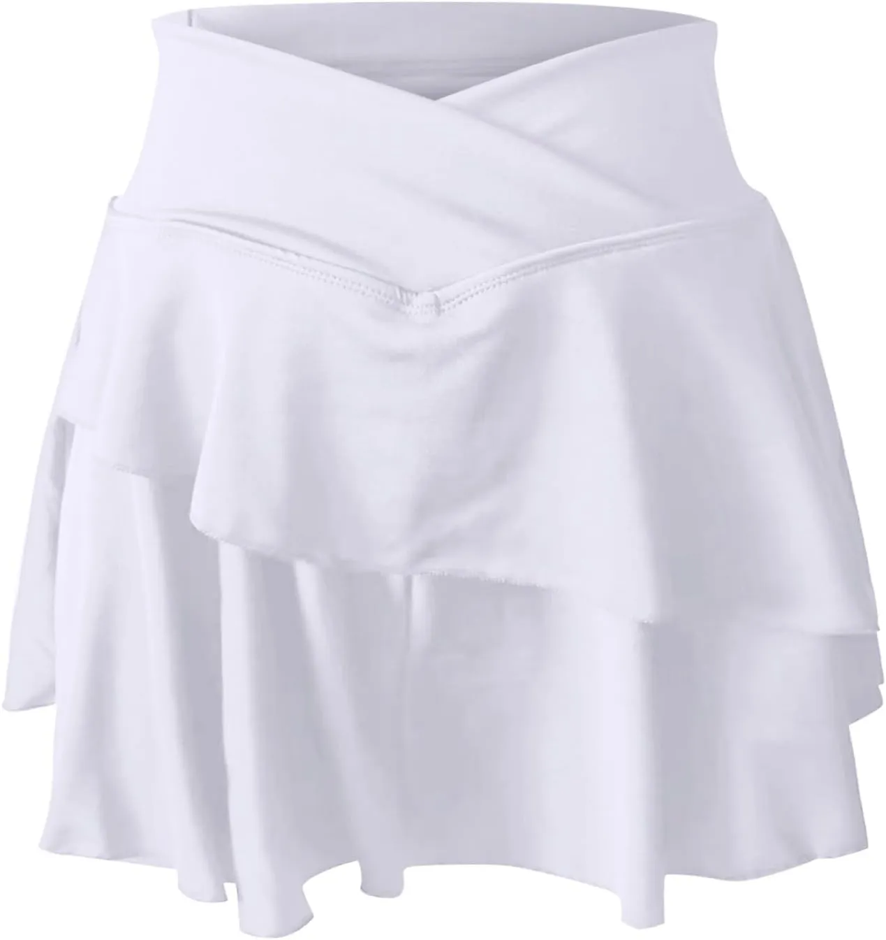 Tennis Skirt Pleated Skorts for Woman Double Ruffle Golf Skirts with Pockets Tummy Control Athletic Skorts for Woman