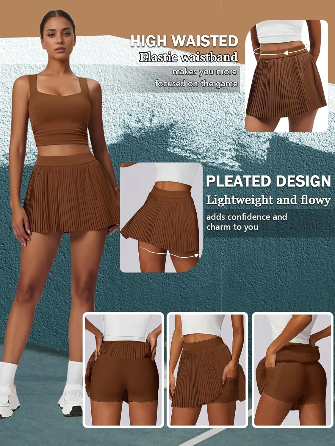 Tennis Skirts for Women Golf Skirts High Waisted Pleated Athletic Skorts Workout Mini Skirt with Pockets Shorts