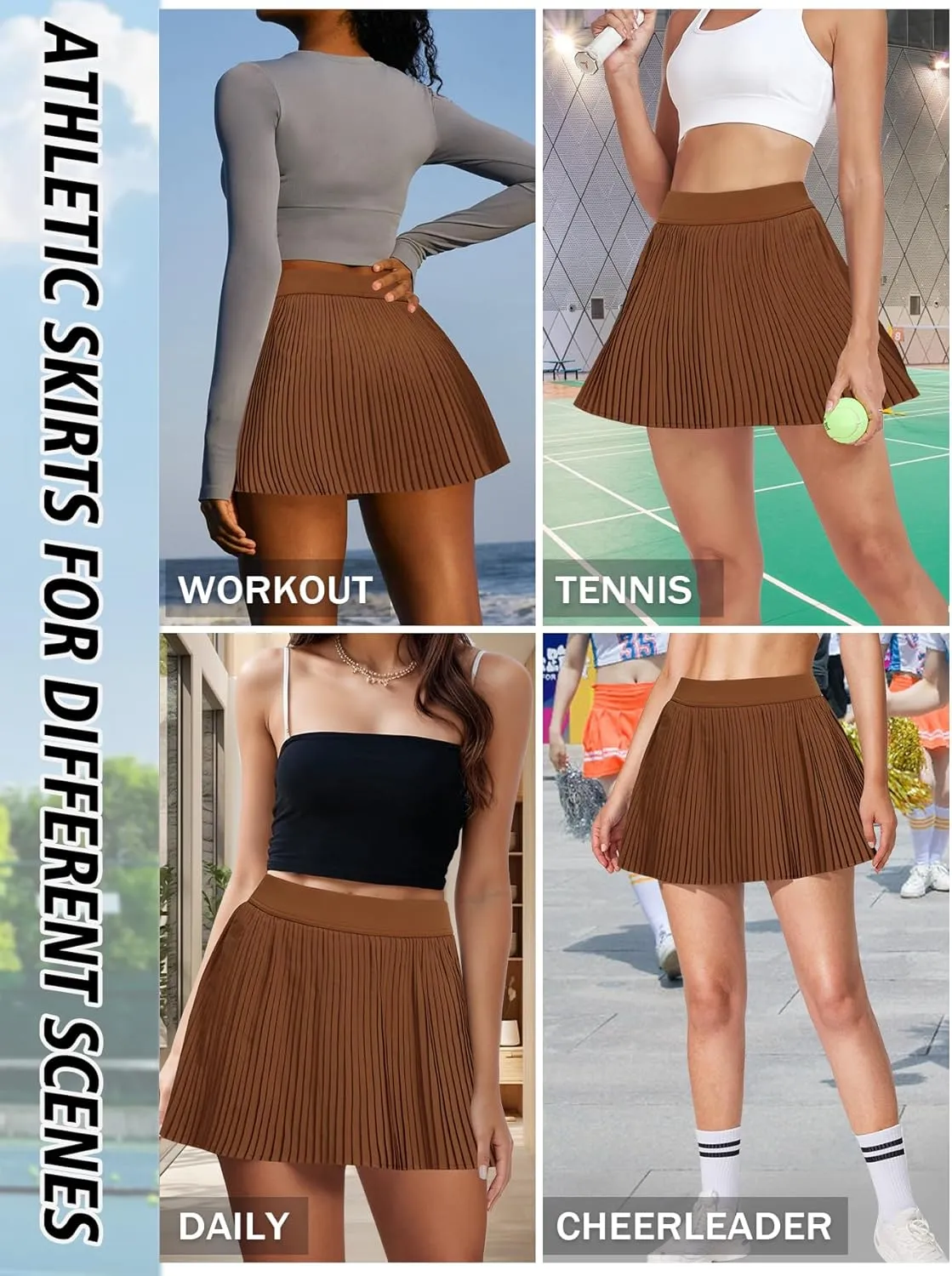 Tennis Skirts for Women Golf Skirts High Waisted Pleated Athletic Skorts Workout Mini Skirt with Pockets Shorts