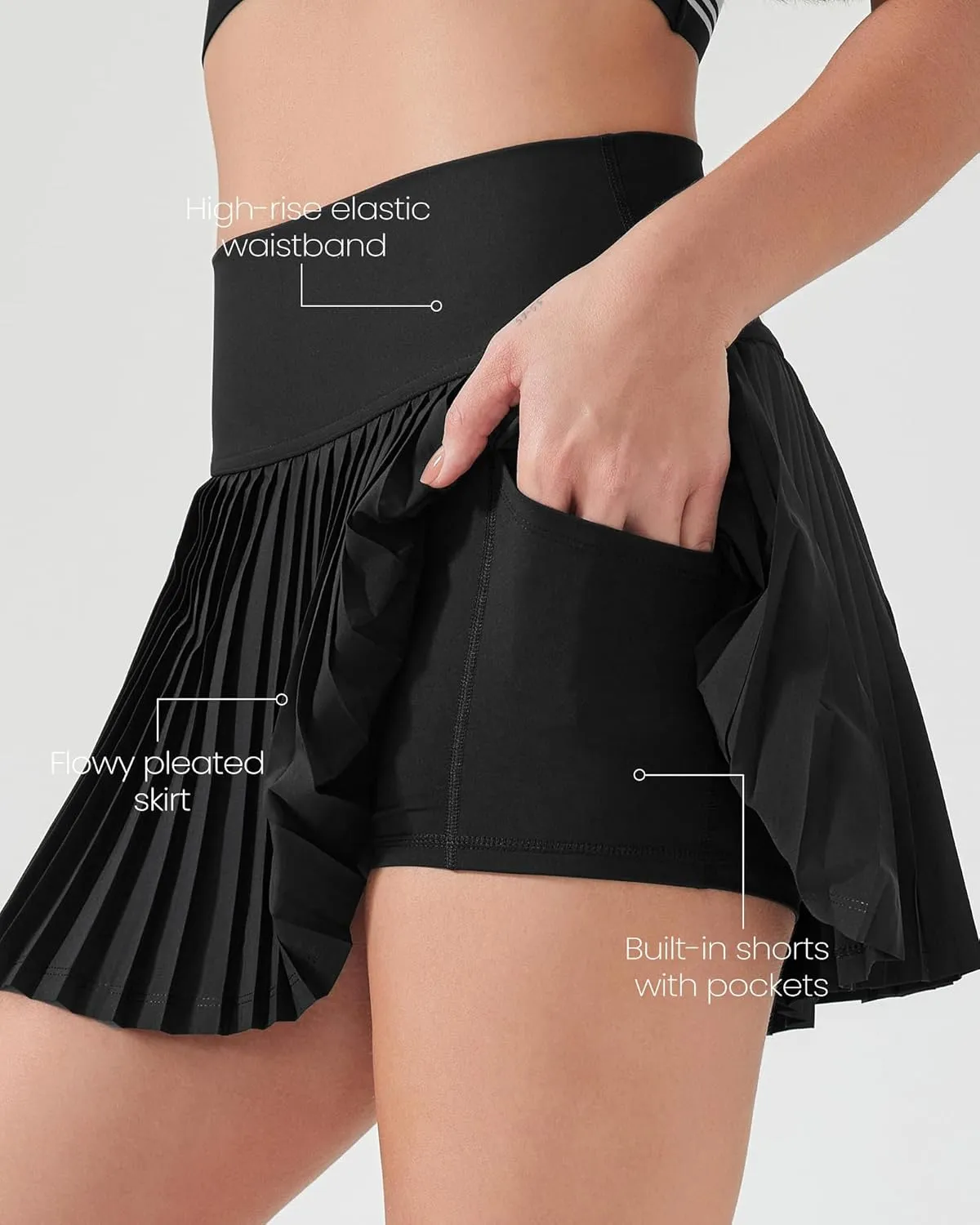 Tennis Skirts for Women High Waisted Pleated Athletic Skirt with Shorts Tummy Control A Line Golf Skort with Pockets