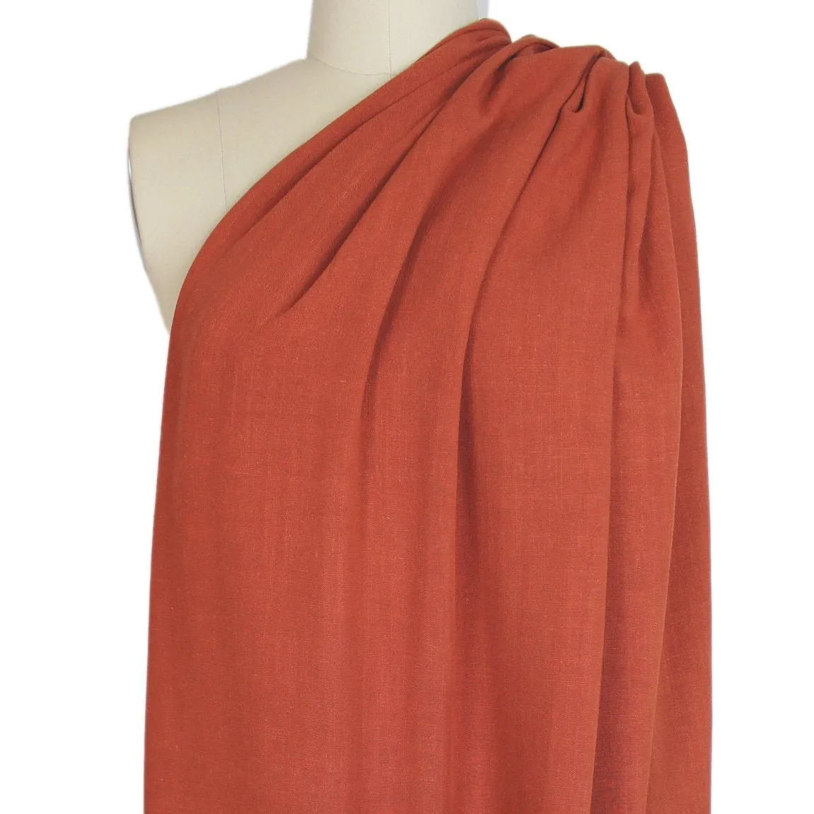 terracotta rayon/linen textured woven, Oeko-Tex certified