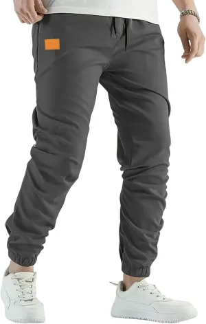 Thatrich Mens Joggers Sweatpants Chino Cargo Pants Slim Hiking Pant Trendy Streetwear Casual Trousers Twill Joggings Wear