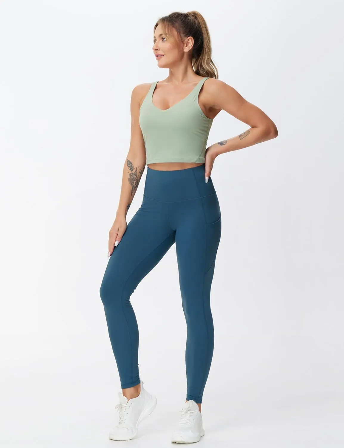 THE GYM PEOPLE Women's High Waist Yoga Pants Buttery Soft Stretchy Tummy Control Workout Athletic Leggings with Pockets